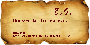 Berkovits Innocencia névjegykártya